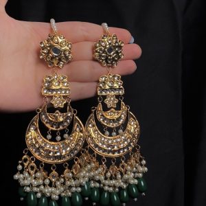 Earrings kundar green