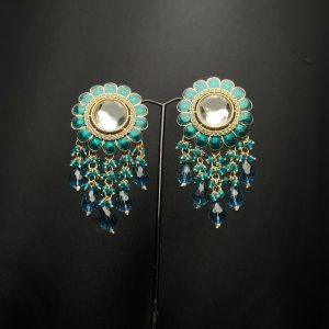 Earrings teal green