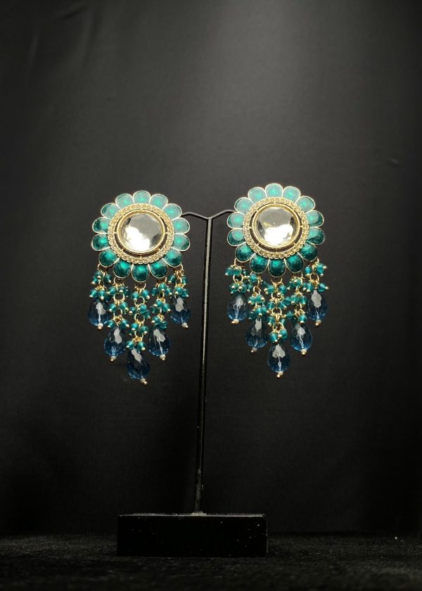 Earrings teal green