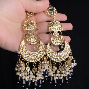black kundan earrings