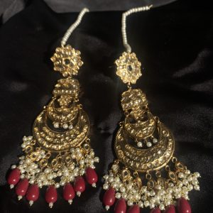 red kundan earrings