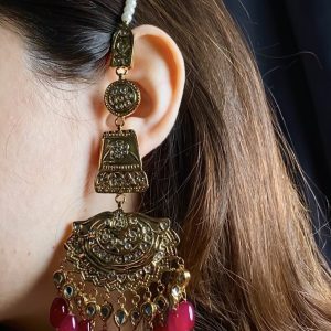 long kundan earrings hot pink