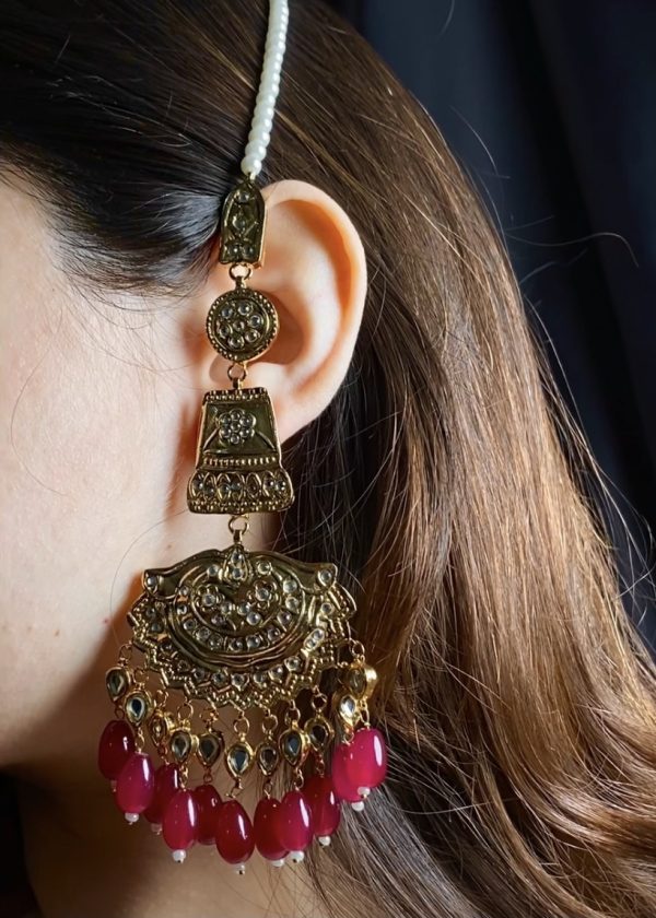 long kundan earrings hot pink