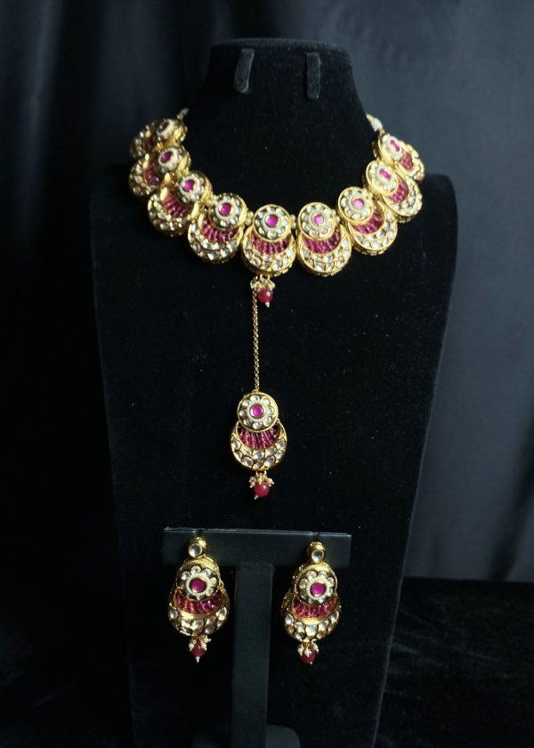 Extravagant Statement Indian Kundan Set in Fiery Red