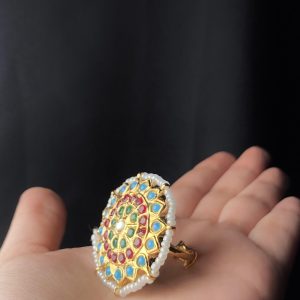 Adjustable Kundan Rings with Chaandi & Gemstones