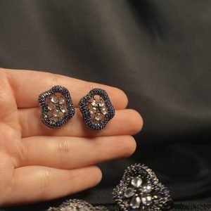 Fushion Combo Set includes: Studs, Pendant and a Adjustable Ring. In blue color.