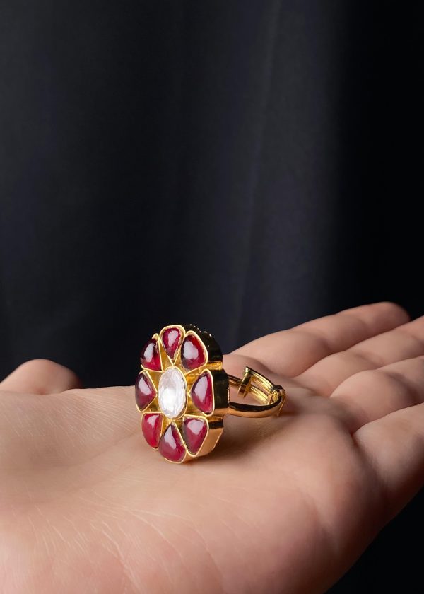 Gulnaar: Chandi Infused Gold Plated Kundan Ring