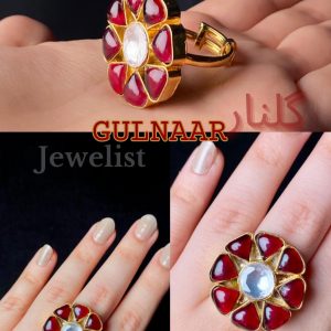 Gulnaar: Chandi Infused Gold Plated Kundan Ring