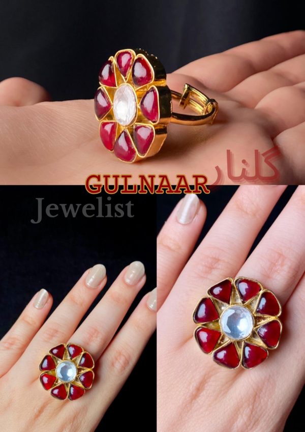 Gulnaar: Chandi Infused Gold Plated Kundan Ring