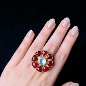 Gulnaar: Chandi Infused Gold Plated Kundan Ring