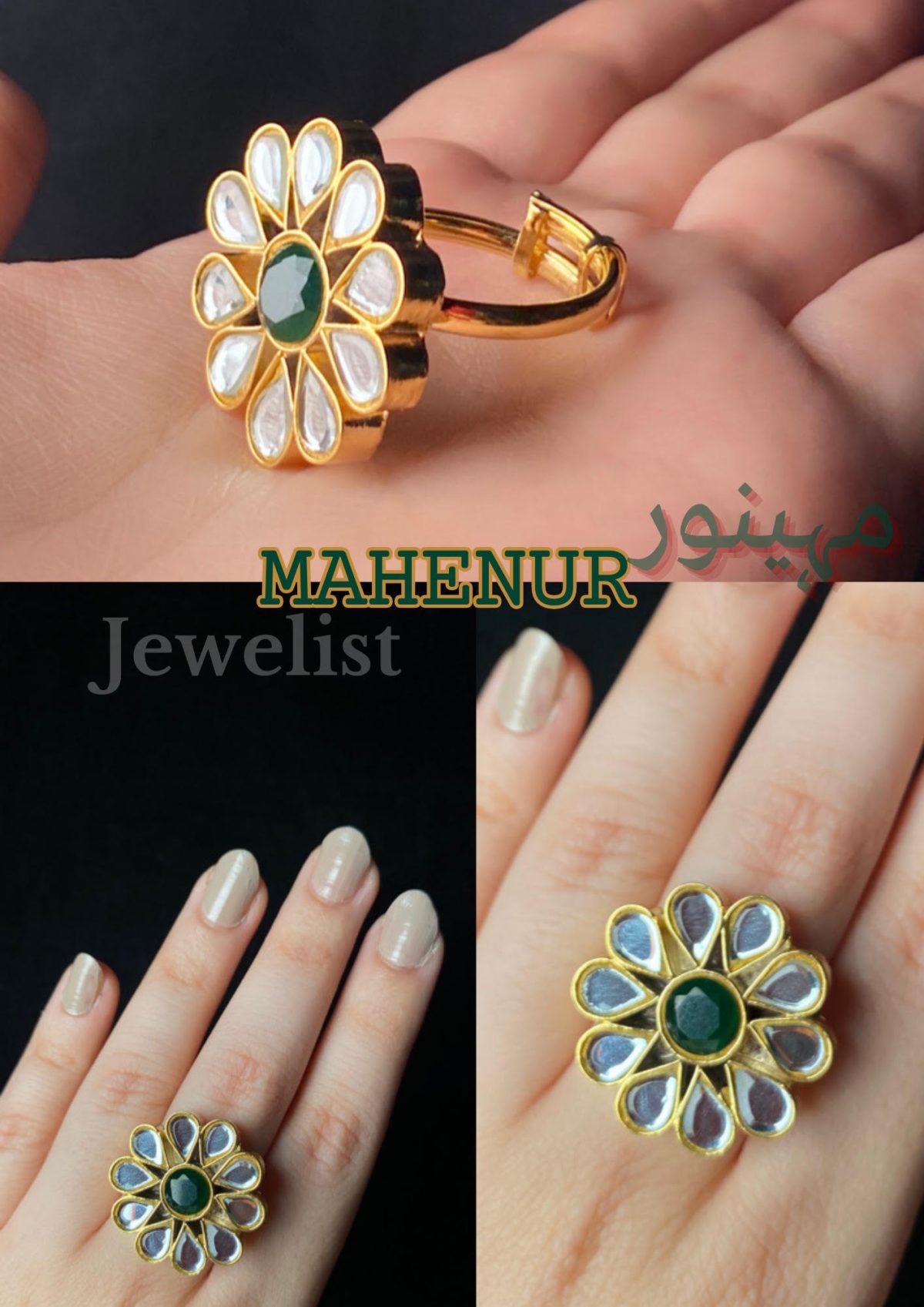 Mahenur: Chandi Infused Gold Plated Kundan Ring