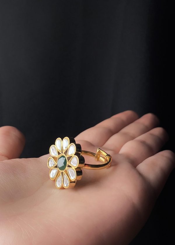 Mahenur: Chandi Infused Gold Plated Kundan Ring