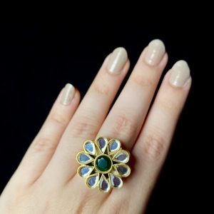 Mahenur: Chandi Infused Gold Plated Kundan Ring