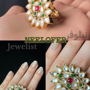 Neelofer: Chandi Infused Gold Plated Kundan Ring