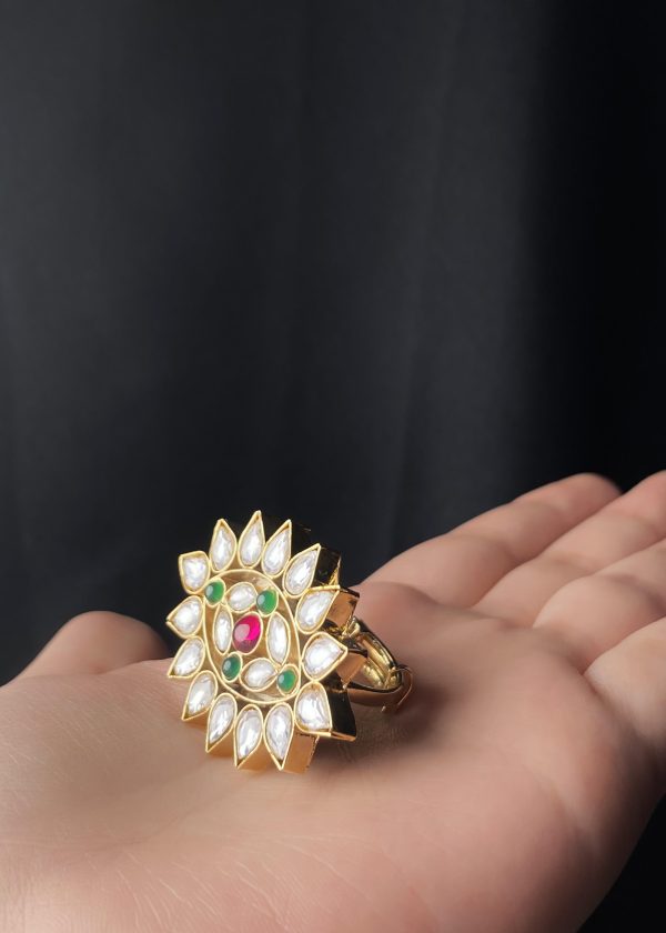 Neelofer: Chandi Infused Gold Plated Kundan Ring