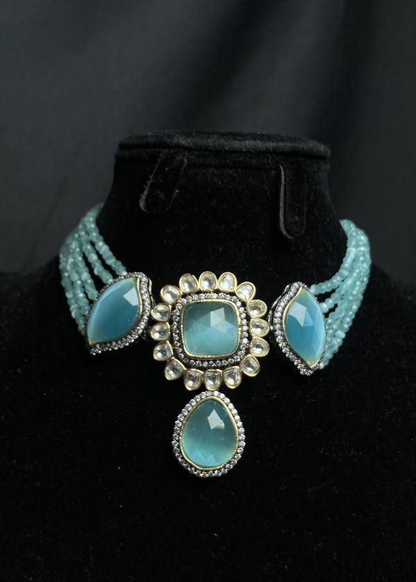 Ocean Blue Choker Set with Earrings