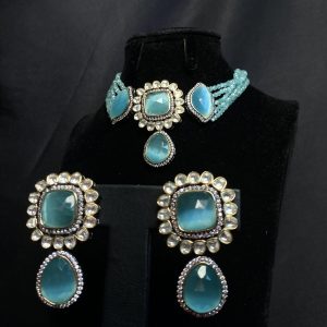 Ocean Blue Choker Set with Earrings