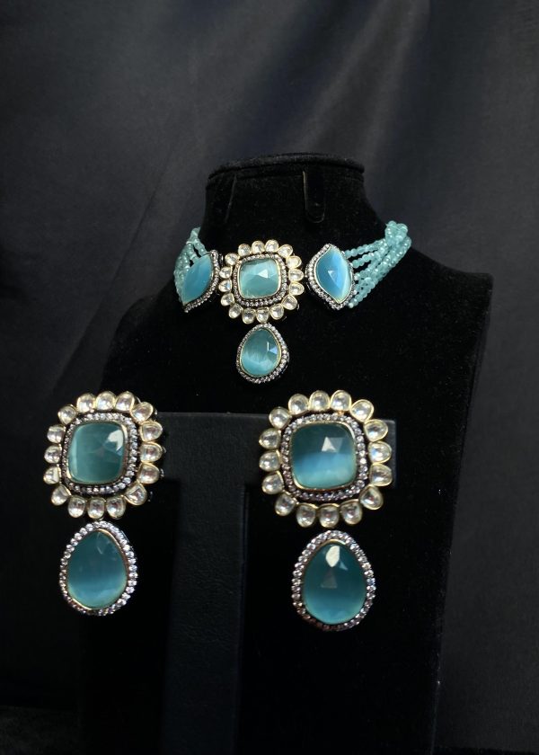 Ocean Blue Choker Set with Earrings