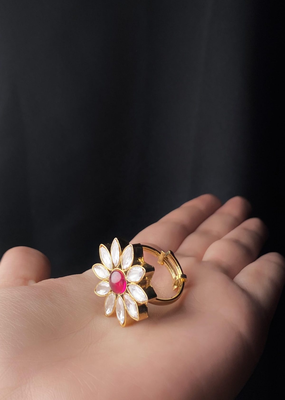 Zohra: Chandi Infused Gold Plated Kundan Ring