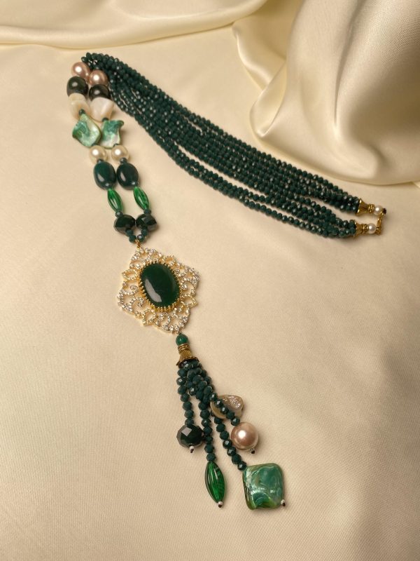 Bohemian Emerald Green Beaded Necklace