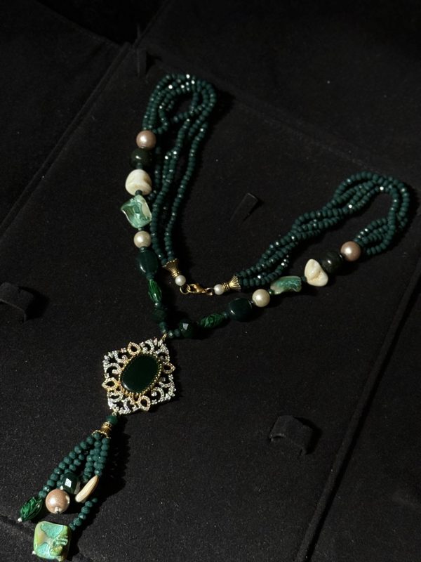 Bohemian Emerald Green Beaded Necklace