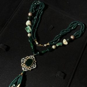 Bohemian Emerald Green Beaded Necklace