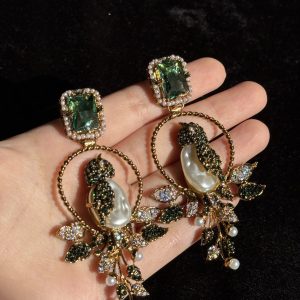 Diya Pearl & Crystal Bird Earrings