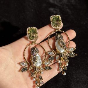 Diya Pearl & Crystal Bird Earrings