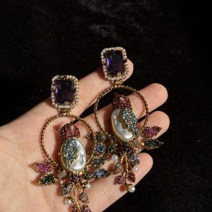 Diya Pearl & Crystal Bird Earrings