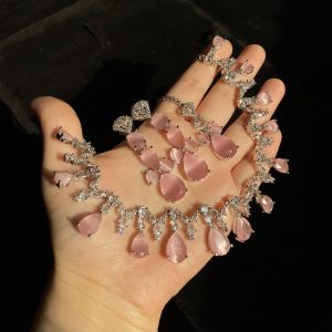 Luna Artificial Jewellery Set in Blue - Delicate Necklace and Earrings by Jewelist.pk