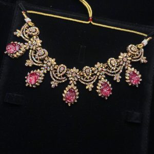 Mehnaz Ruby-Inspired Necklace & Earring Set