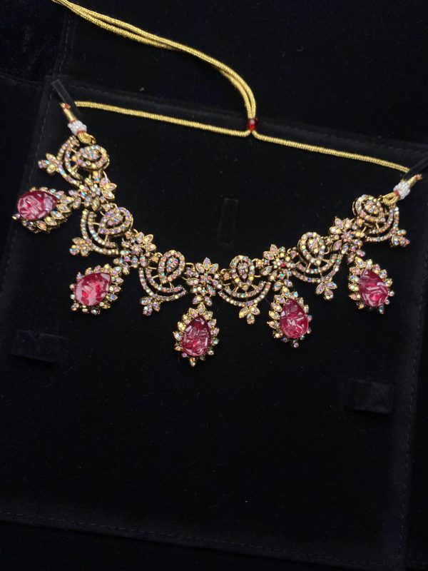 Mehnaz Ruby-Inspired Necklace & Earring Set