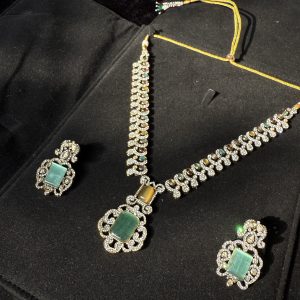 Traditional Nauratan Gemstone Necklace & Earrings