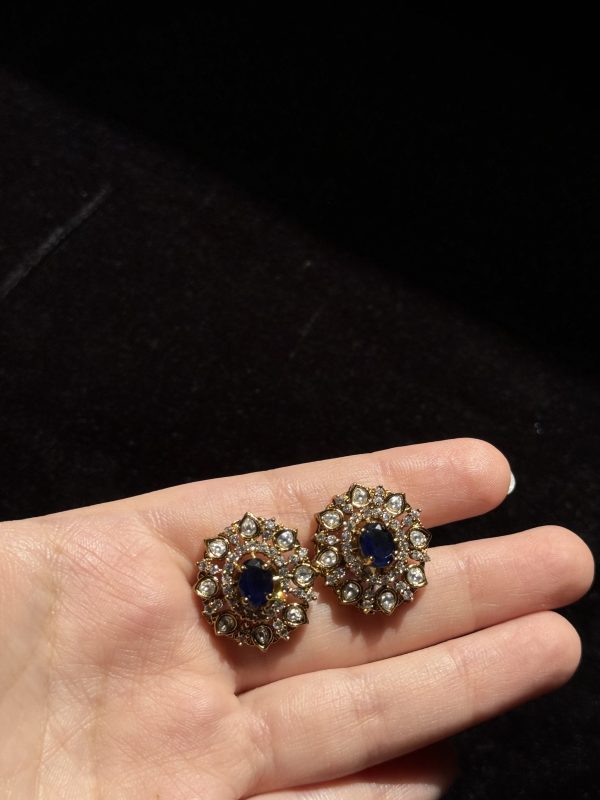 Bedazzle southindian studs dark blue