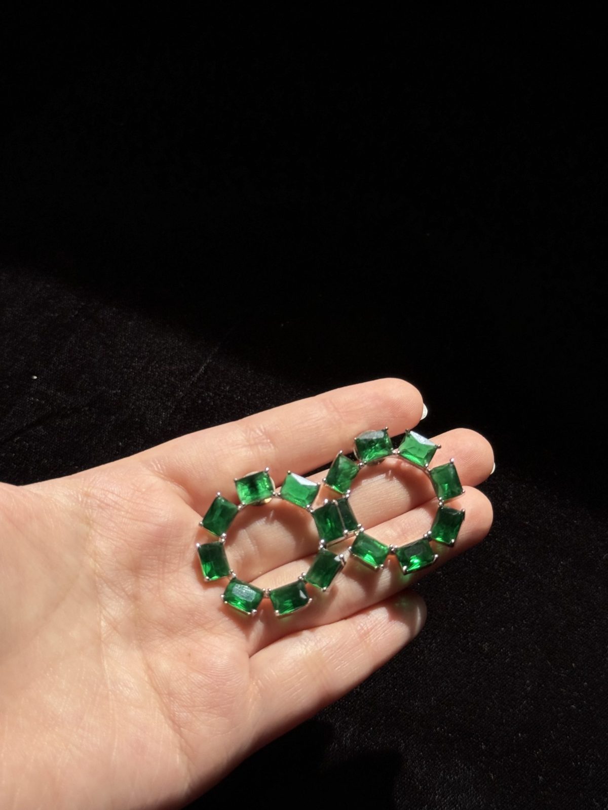 Emerald Infinity Hoop Studs