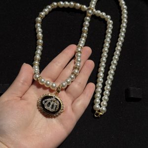 Calligraphy Pendant Pearl Mala Necklace