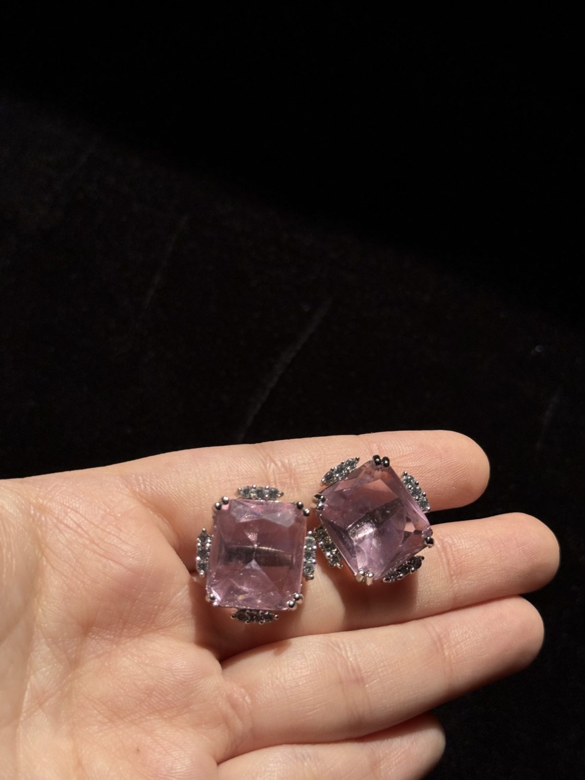 Square Crystal Halo Studs
