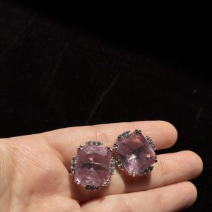 Square Crystal Halo Studs
