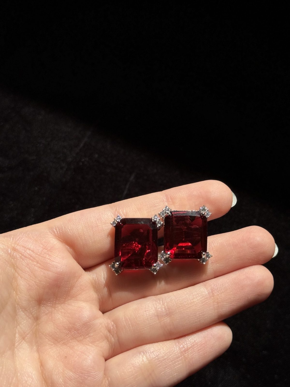 Square Crystal Halo Studs