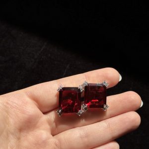 Square Crystal Halo Studs