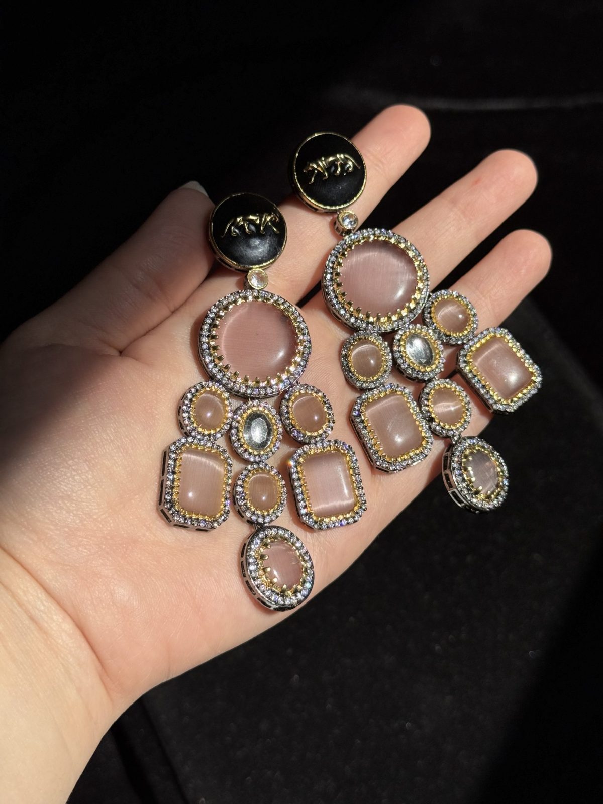 Rose Quartz Tiger Chandelier Earrings
