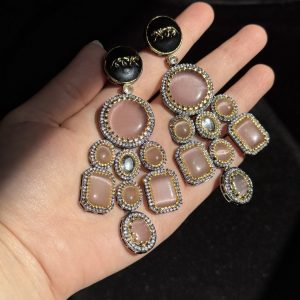 Rose Quartz Tiger Chandelier Earrings