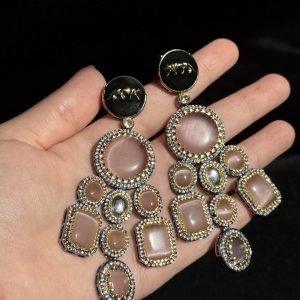 Rose Quartz Tiger Chandelier Earrings