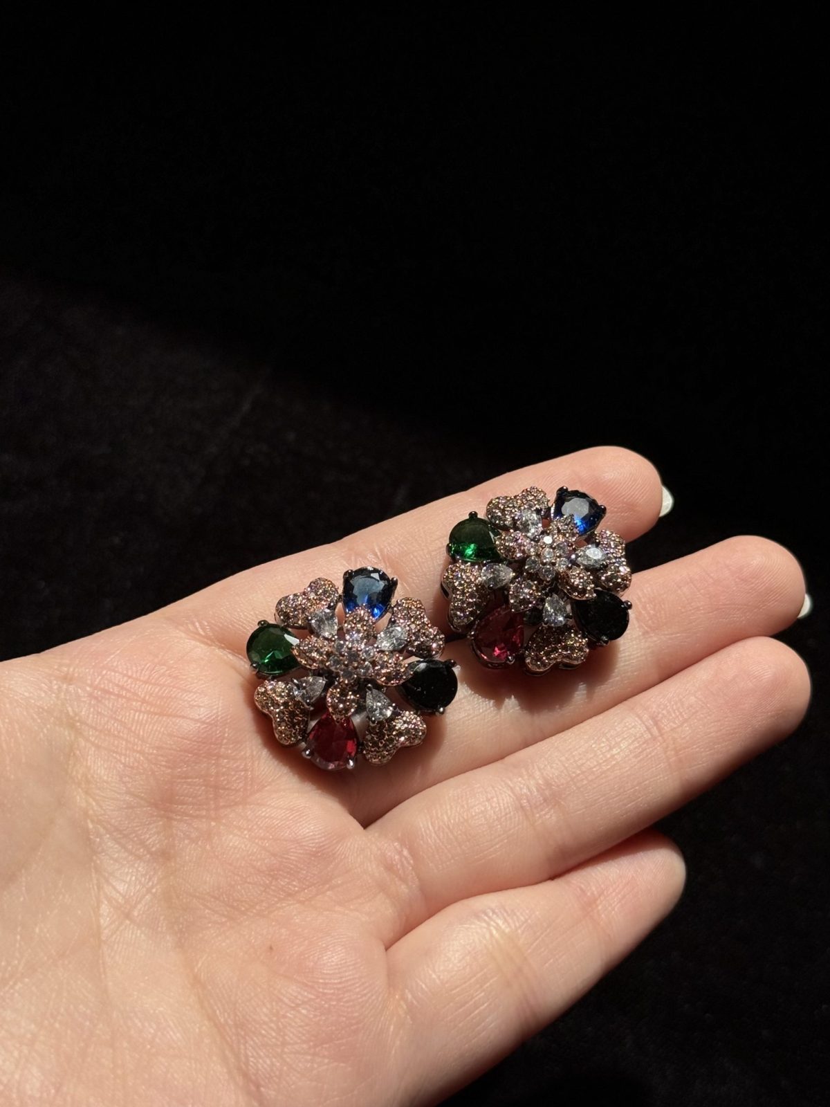 Forest Multi-Detail Rose Gold Studs