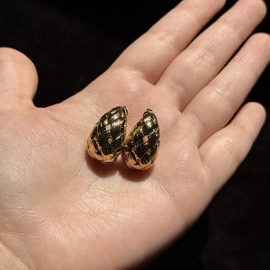 Gold Woven Texture Hoop Stud 2