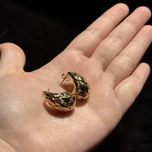 Gold Woven Texture Hoop Stud