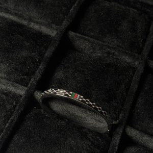 Striped Motif Bangle Bracelet Gucci Inspired in silver