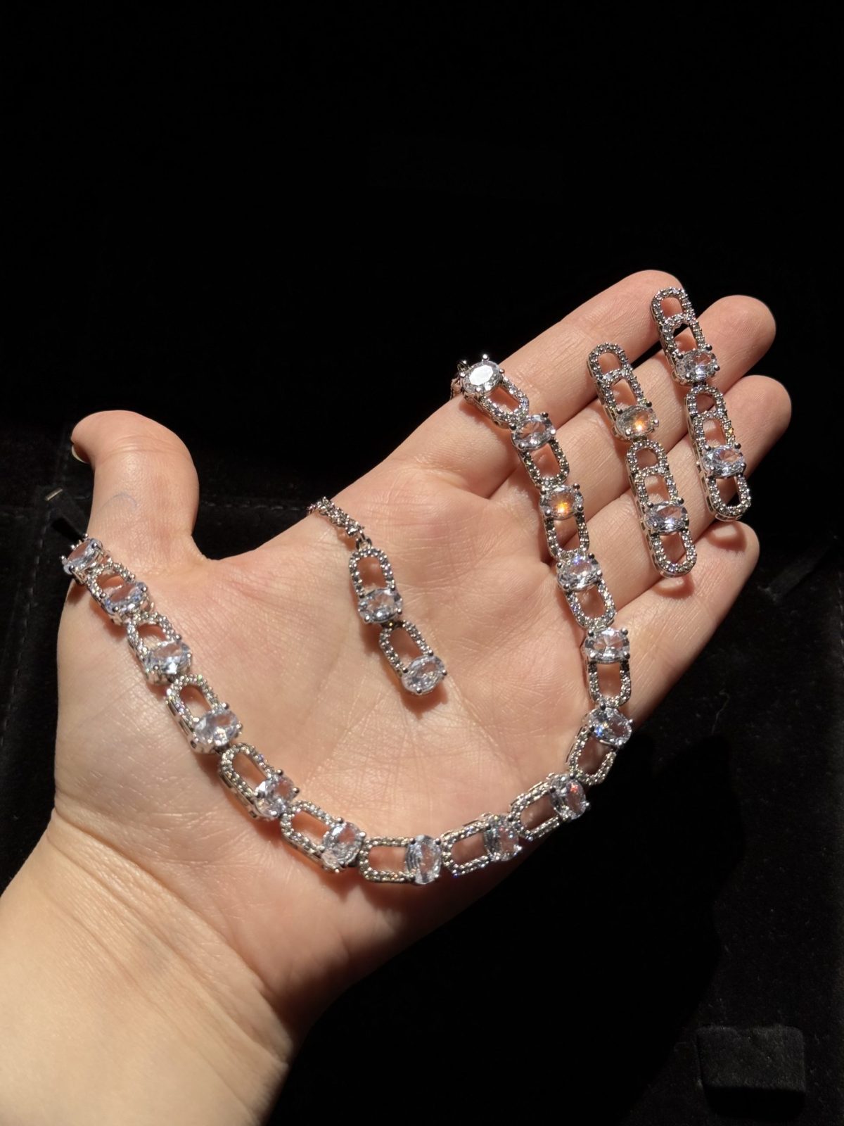 Irene Crystal Link Necklace Set