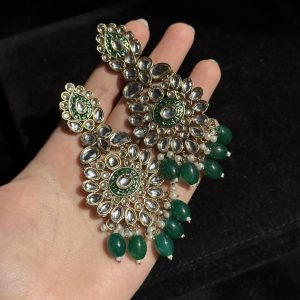 Traditional Kundan Jhumkas with Pastel Accents