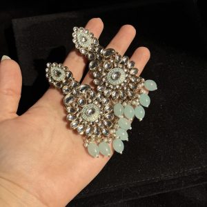 Traditional Kundan Jhumkas with Pastel Accents